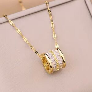 18K Gold Plated Necklace With Ring Bead Pendant